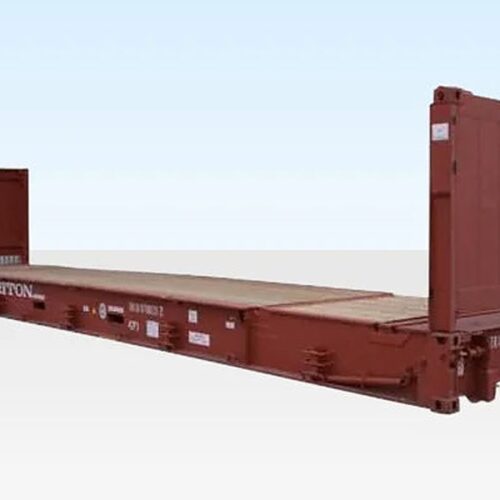 40ft-x-8ft-used-flat-rack-shipping-container.jpg 40ft inklapbare Flat Rack-zeecontainer - Gebruikt vrachtwaardig zwaar vrachtplatform