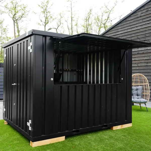 10ft zwarte containerbarkiosk - draagbare pop-upbar, café- en evenementencontainer