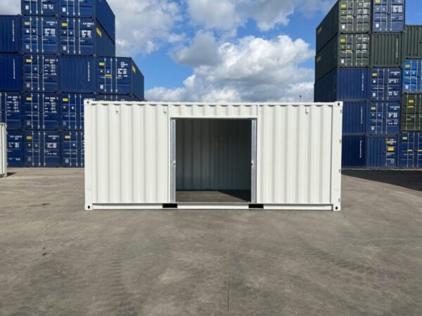 20ft zeecontainer met rolluikdeur - Nieuwe op maat gemaakte opslagcontainer RAL 7035 wit