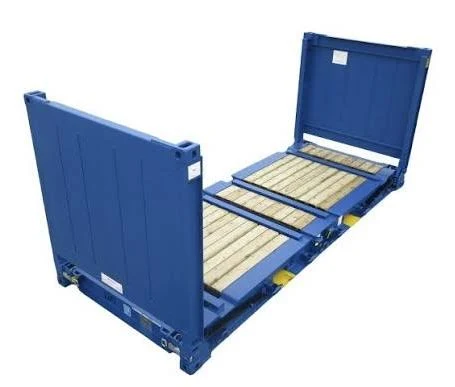 shopping.webp 20ft inklapbare Flat Rack-zeecontainer - zwaar extra groot vrachtplatform
