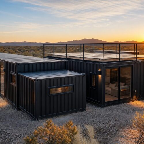De Ultieme Containerwoning - 10-Module Luxe Binnenplaats Wellness Villa met Plunge Pool, 3 Slaapkamers, Kantoor, Kunstatelier & Ontspanningsruimte