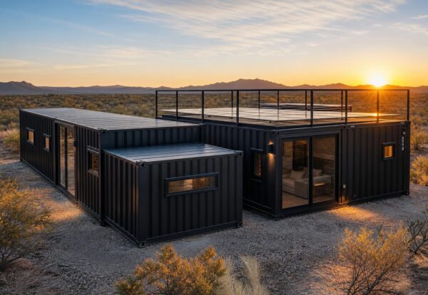 De Ultieme Containerwoning - 10-Module Luxe Binnenplaats Wellness Villa met Plunge Pool, 3 Slaapkamers, Kantoor, Kunstatelier & Ontspanningsruimte