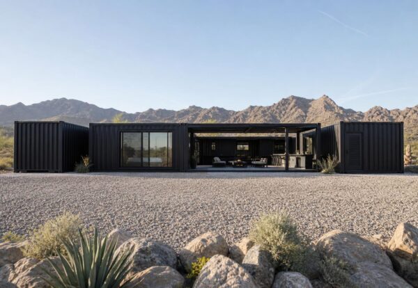 De Ultieme Containerwoning - 10-Module Luxe Binnenplaats Wellness Villa met Plunge Pool, 3 Slaapkamers, Kantoor, Kunstatelier & Ontspanningsruimte
